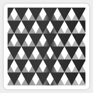 Black and grey triangular pattern background filling the frame. Sticker